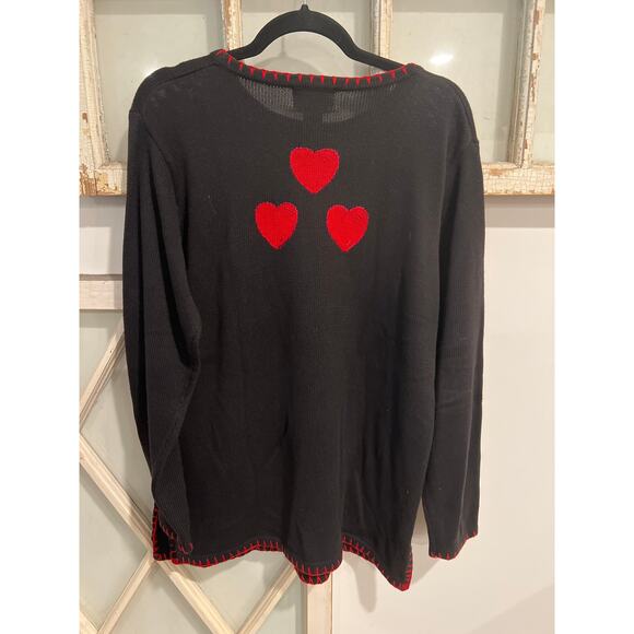 The Quacker Factory size medium black sweater with hearts - Picture 3 of 3